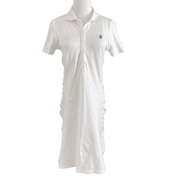 TOMMY BAHAMA WHITE RUFFLE COTTON SHORT SLEEVE POLO DRESS - M - Picture 1 of 8